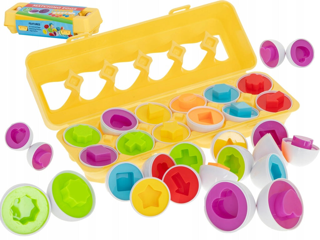 Ariko Educatieve puzzel van eieren - kleuren en vormen - 12st - in bijpassende opbergdoos
