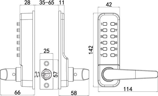 Ariko Code Deurslot met Klink - 1 zijde code - Zilver
