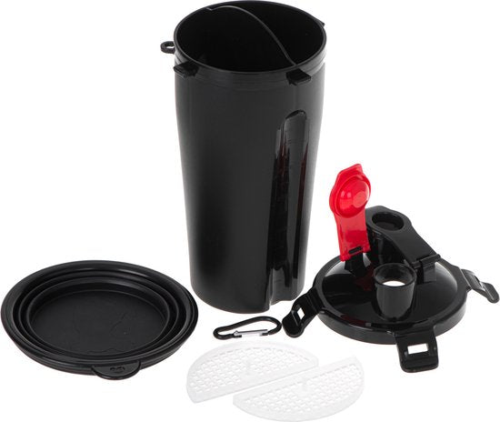 Ariko Huisdier beker voor voedsel en water - 2 in 1 beker - water en voedsel tegelijkertijd bewaren - met eet of drinkbak - makkelijk voor onderweg