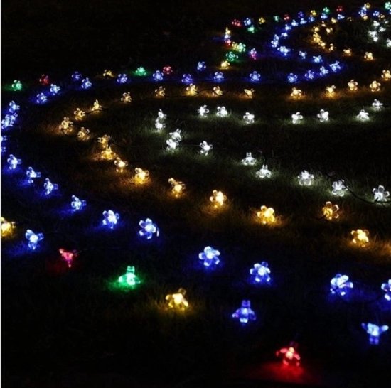 Ariko Solar Flower Tuin Verlichting - 7M - 50 LED MULTICOLOR - met zonnepaneel - waterdicht - 8 instellingen