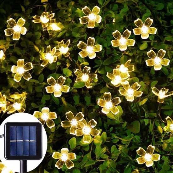 Ariko Solar Flower Tuin Verlichting - 7M - 50 LED WARM-WIT - met zonnepaneel - waterdicht - 8 instellingen