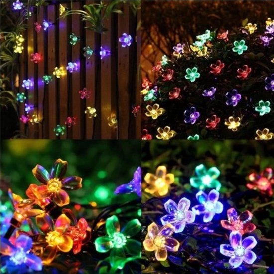 Ariko Solar Flower Tuin Verlichting - 7M - 50 LED MULTICOLOR - met zonnepaneel - waterdicht - 8 instellingen