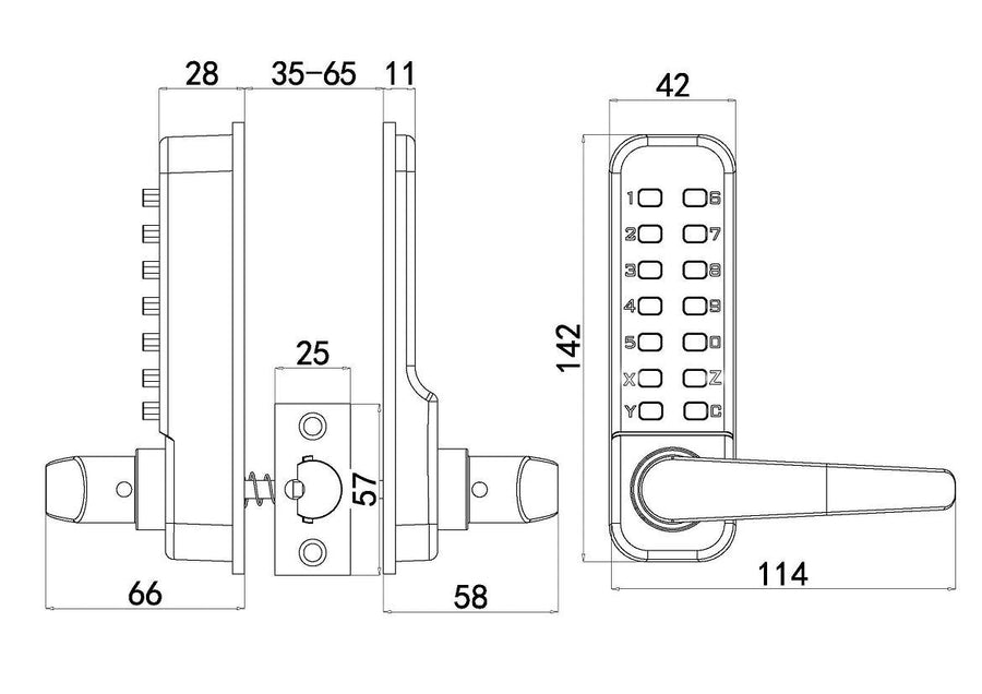 Ariko Code Deurslot met Klink - 1 zijde code - Zwart
