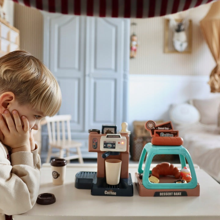 Ariko Speelgoed koffiemaker met gebaksvitrine - 40 delig - espresso machine - met water, licht en geluid - inclusief batterijen