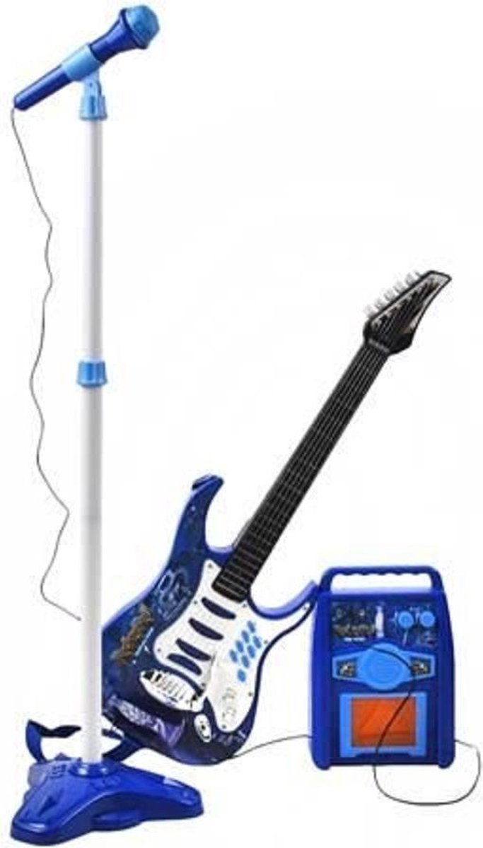 Ariko Elektrische gitaar speelgoed set met Microfoon en Amp versterker - Blauw