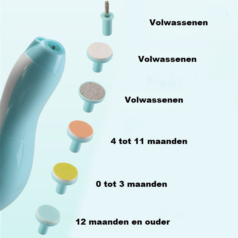 Ariko Baby Nagel Trimmer - 6 Opzetstukken Voor Baby en Volwassenen - Voor Gezonde Nagels - Mooie Opbergdoos