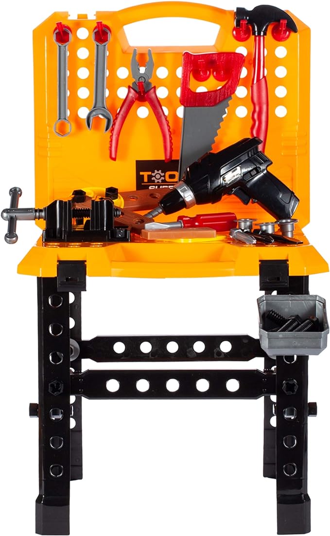 Ariko XXL Werkbank met gereedschap | 73 delig | Speelgoed gereedschap | Gereedschapset | Elektrische boormachine | Inclusief batterijen