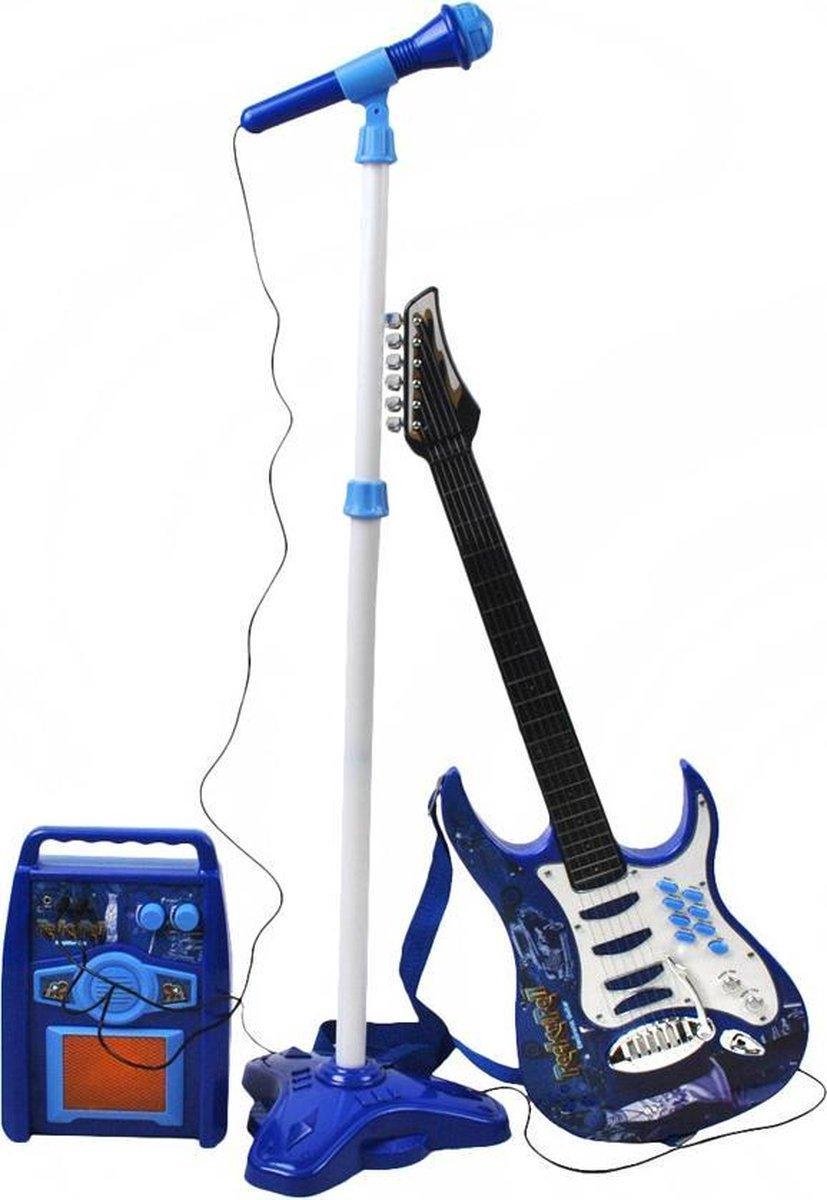 Ariko Elektrische gitaar speelgoed set met Microfoon en Amp versterker - Blauw