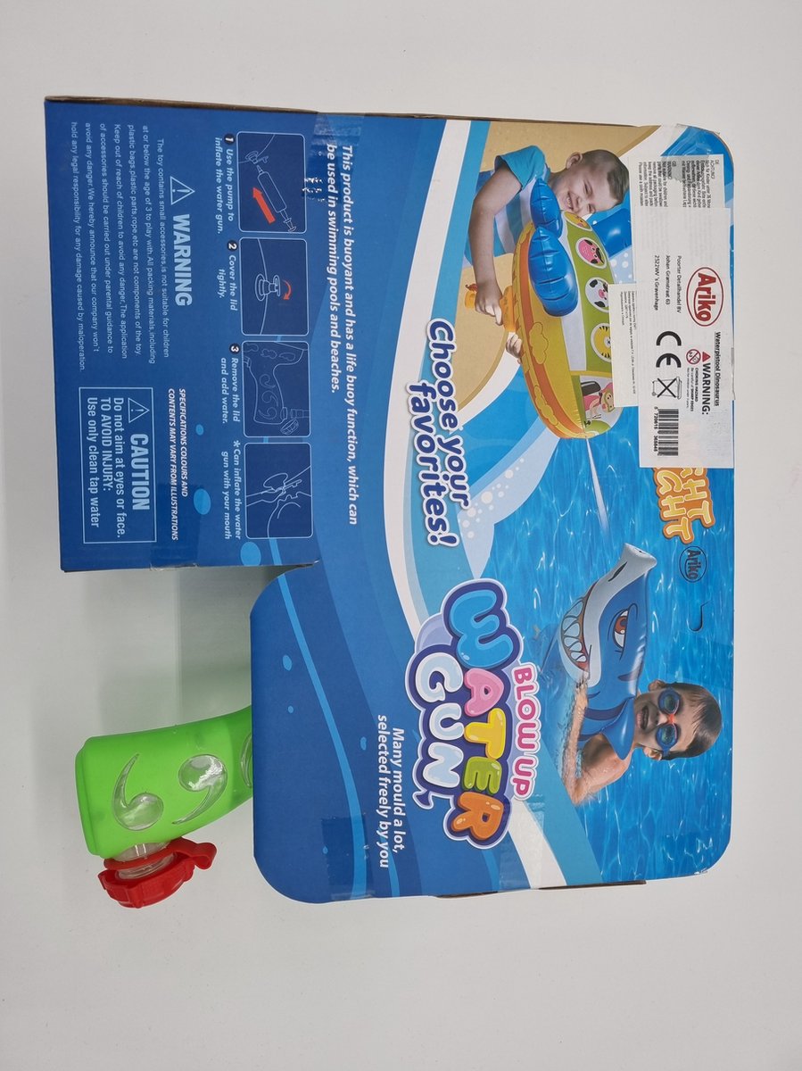 Ariko XXL Opblaasbaar Waterpistool - Dinosaurus - Inclusief pomp