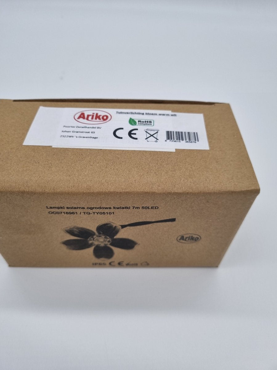 Ariko Solar Flower Tuin Verlichting - 7M - 50 LED WARM-WIT - met zonnepaneel - waterdicht - 8 instellingen