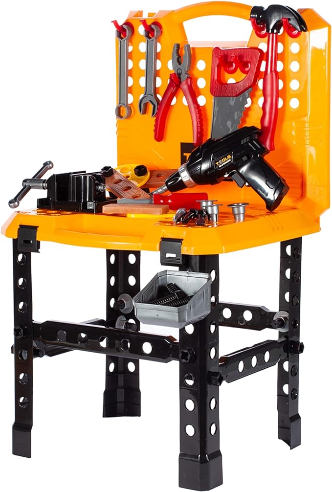 Ariko XXL Werkbank met gereedschap | 73 delig | Speelgoed gereedschap | Gereedschapset | Elektrische boormachine | Inclusief batterijen