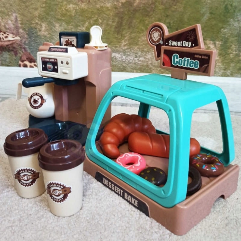 Ariko Speelgoed koffiemaker met gebaksvitrine - 40 delig - espresso machine - met water, licht en geluid - inclusief batterijen