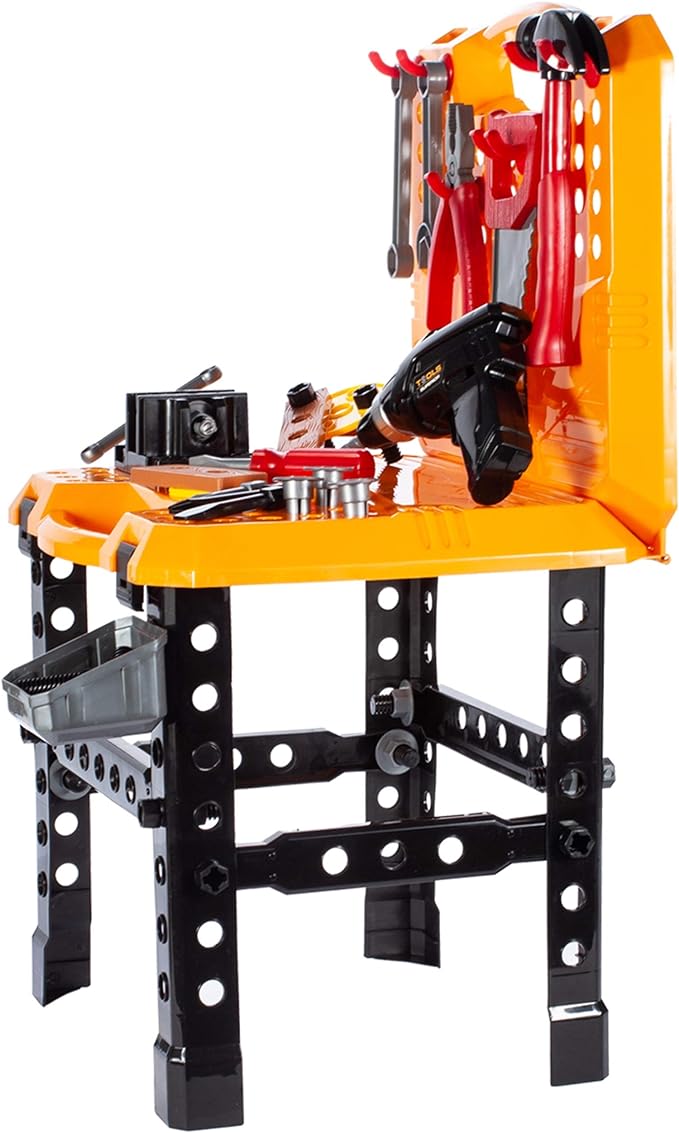 Ariko XXL Werkbank met gereedschap | 73 delig | Speelgoed gereedschap | Gereedschapset | Elektrische boormachine | Inclusief batterijen