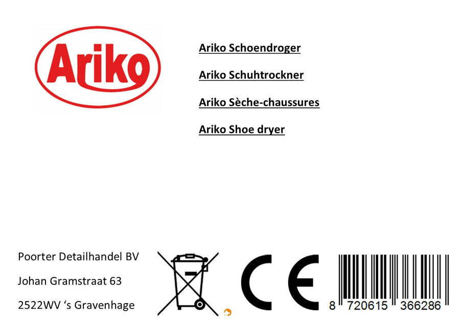 Ariko schoenendroger & schoenverfrisser - laarzendroger - skischoendroger - schoendroger - geurvreter - Bokshandschoen droger - met timer