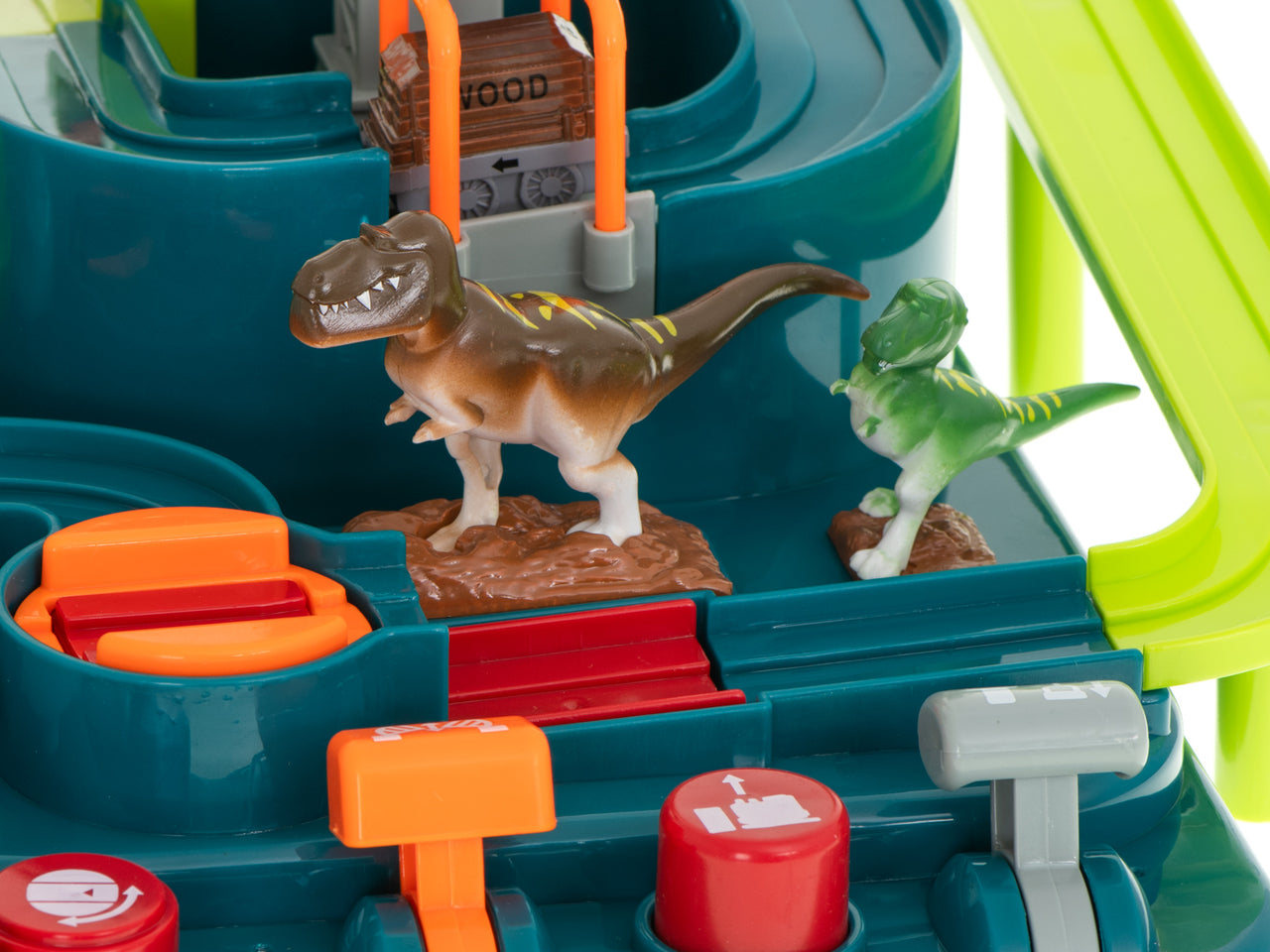 Ariko autostad dinosaurus XL - mijnwagons - 3 dinosaurussen - kraan - werkt zonder batterijen - Mechanische Racebaan