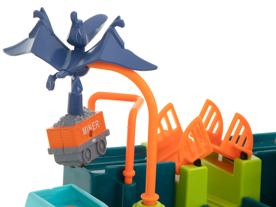 Ariko autostad dinosaurus XL - mijnwagons - 3 dinosaurussen - kraan - werkt zonder batterijen - Mechanische Racebaan