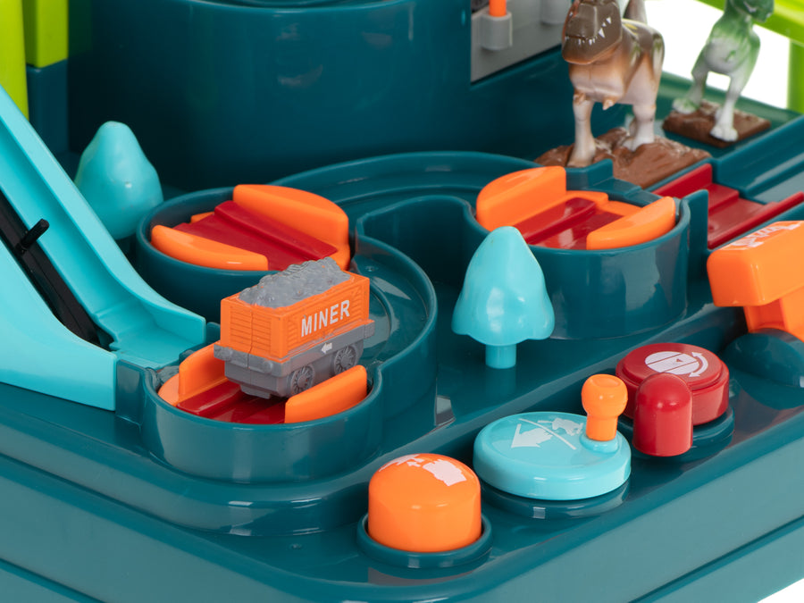 Ariko autostad dinosaurus XL - mijnwagons - 3 dinosaurussen - kraan - werkt zonder batterijen - Mechanische Racebaan