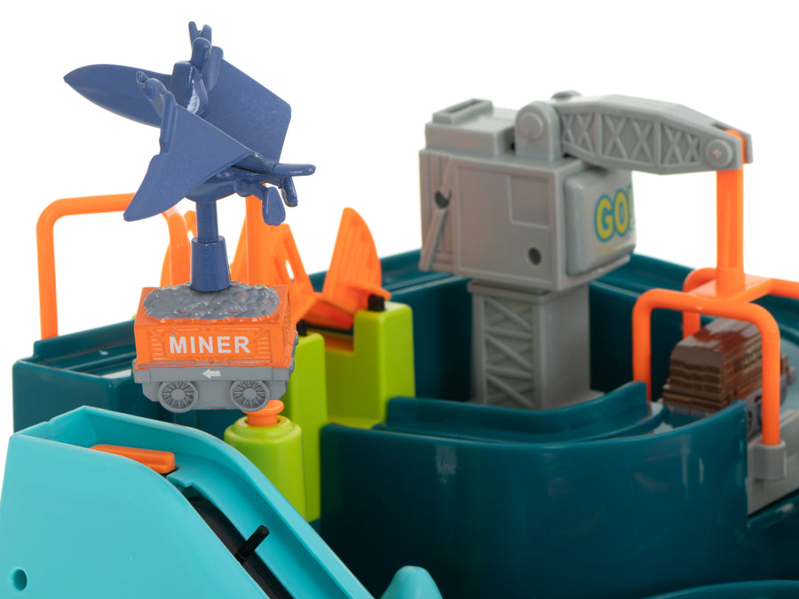 Ariko autostad dinosaurus XL - mijnwagons - 3 dinosaurussen - kraan - werkt zonder batterijen - Mechanische Racebaan