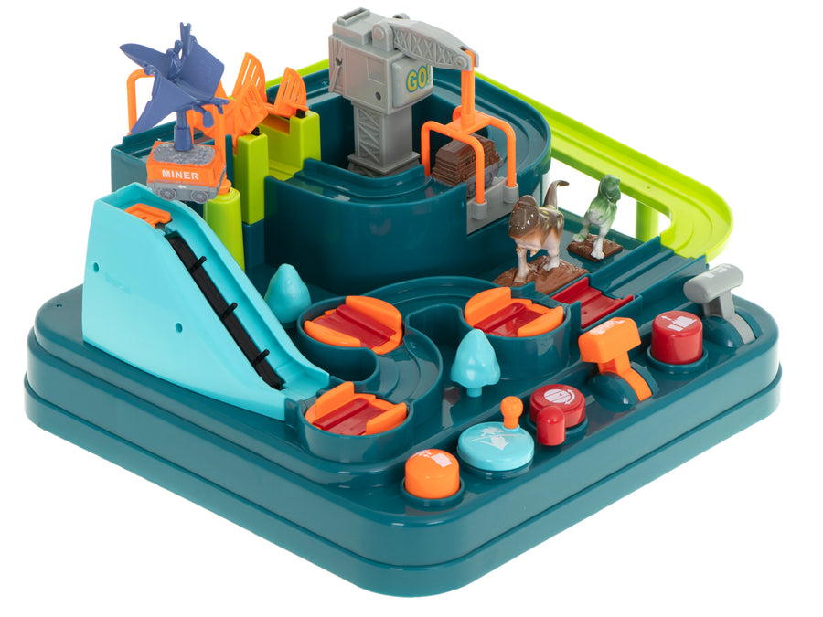 Ariko autostad dinosaurus XL - mijnwagons - 3 dinosaurussen - kraan - werkt zonder batterijen - Mechanische Racebaan