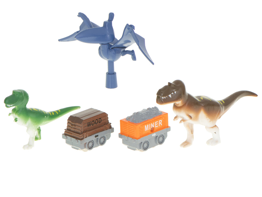 Ariko autostad dinosaurus XL - mijnwagons - 3 dinosaurussen - kraan - werkt zonder batterijen - Mechanische Racebaan