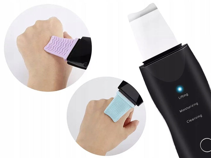 Ariko Ultrasoon Face Huidverjongingsapparaat – Blackhead remover - Skin scrubber - Zwart - Comedonenlepel - Mee Eter Verwijderaar - Gezichtsreiniger - Puisten - Verzacht rimpels - Anti Acne - Ultrasonic Spatel - Reiniging, Hydratatie & Versteviging