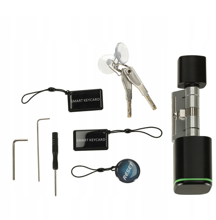 Ariko Elektronische Smart Deurcilinder - App - Vingerprint - Smart Tag - Bluetooth - met noodsleutel - Op Afstand te Openen - 2 x 30mm - 60 mm