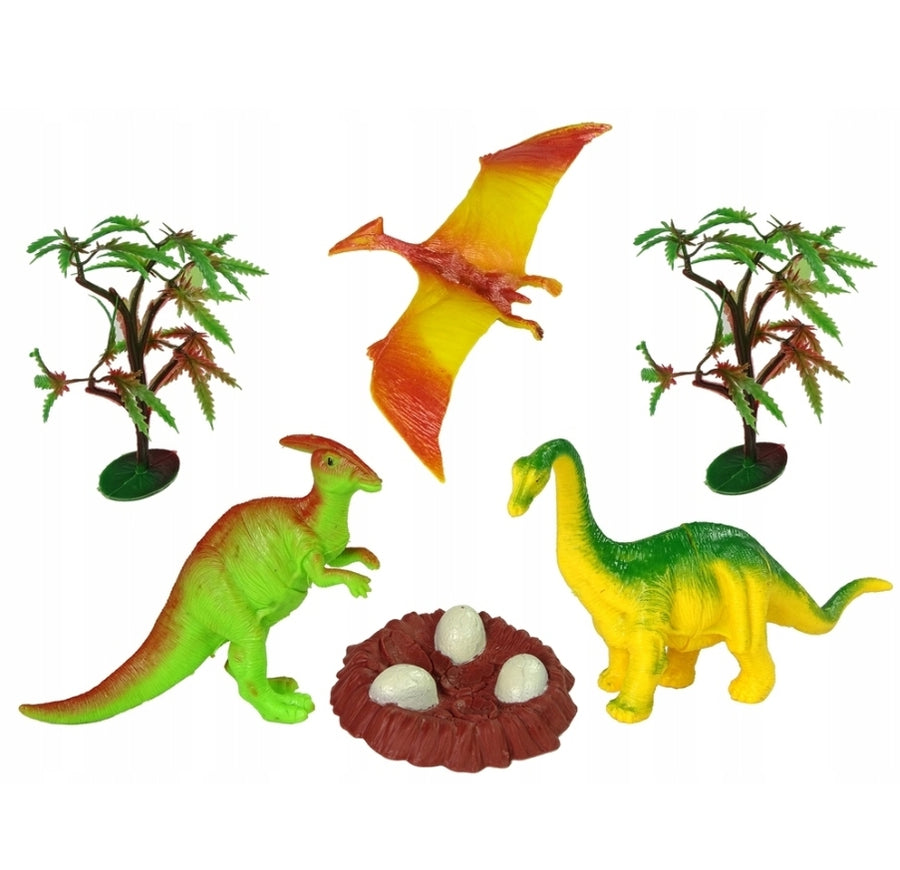 Ariko Dinosaurus Speelset - Licht En Geluid - Met Bomen, Een Nest Met Eieren En 3 Andere Dinosaurussen - Inclusief Batterijen - Multi Kleur