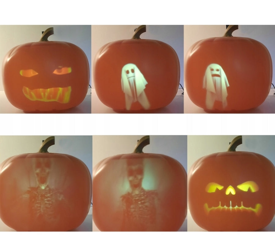 Ariko Geanimeerde Pompoen met Ingebouwde Projector & Speaker Plug'n Play - 70 Minuten Animatie - 3 Unieke Personages - 9 Liedjes - 40 Grappen - Oranje