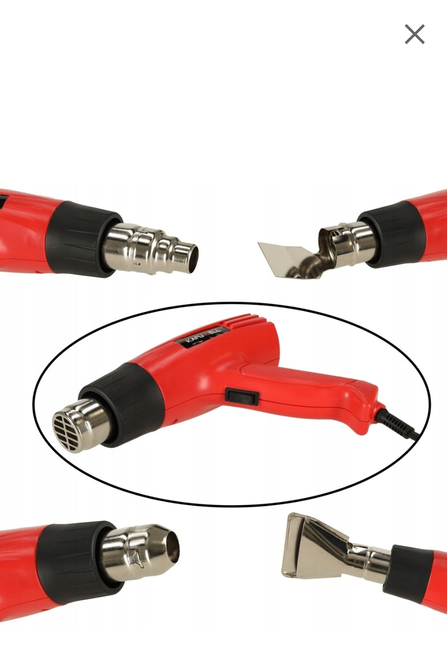 Ariko Hete Luchtpistool / Verfbrander - 1600W Twee Standen - Tot 600 Graden - 4 Opzetstukken