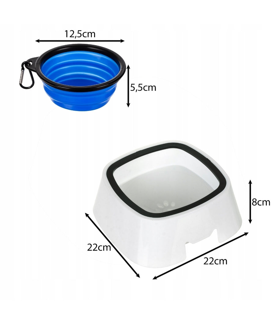 Ariko Drinkbak voor Huisdieren - Anti Lek en Spatvrij - Hygiënisch - Antislip - Vertraagd Drinken - Voorkomt Waterverontreiniging - Robuust - 1,5 Liter - Inclusief Opvouwbare Reisdrinkbakje