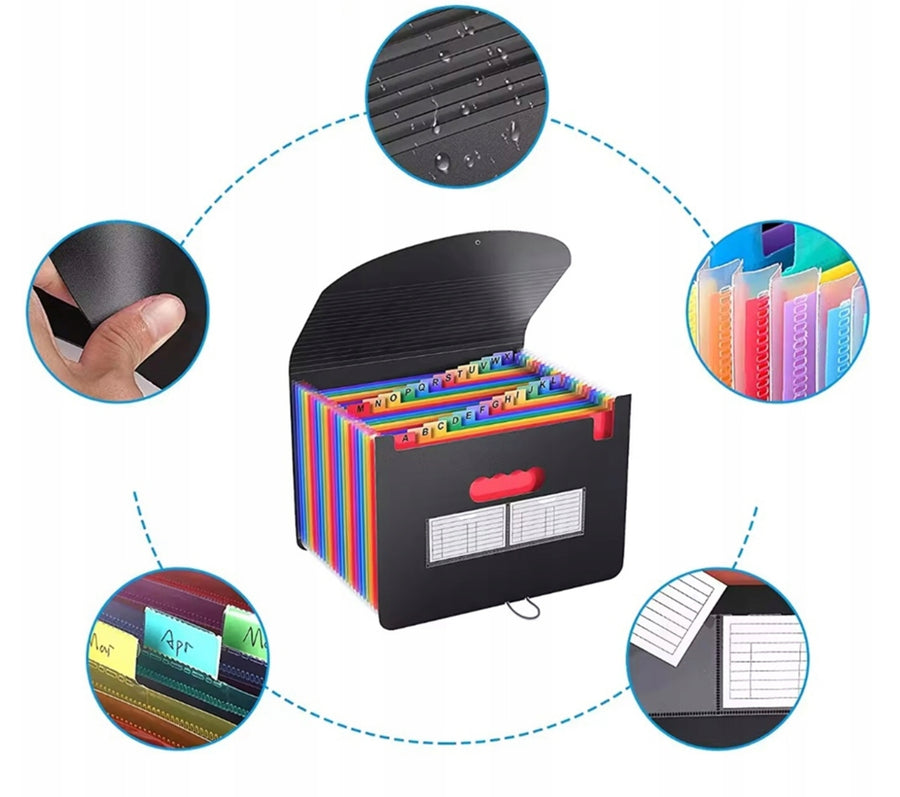 Ariko Dossiermap - 25 Vaks - Beschrijfbare Labels - Extra Stevig - Waterafstotend - Elastische Sluiting - Diverse Kleuren