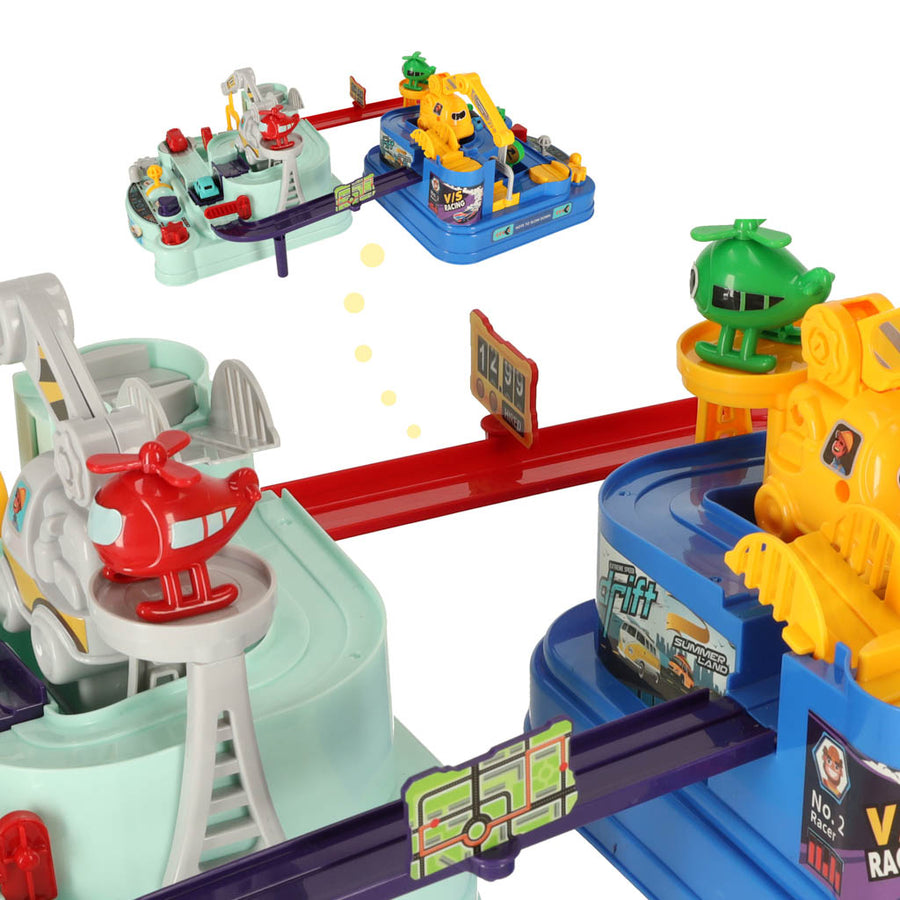 Ariko AutoStad Blauw - Auto Speelgoed met Accessoires - Helikopter - Politie -& 5 Jaar - Rescue City Speelgoed Auto - Mechanische Racebaan - Ambulance - Brandweer-XXL