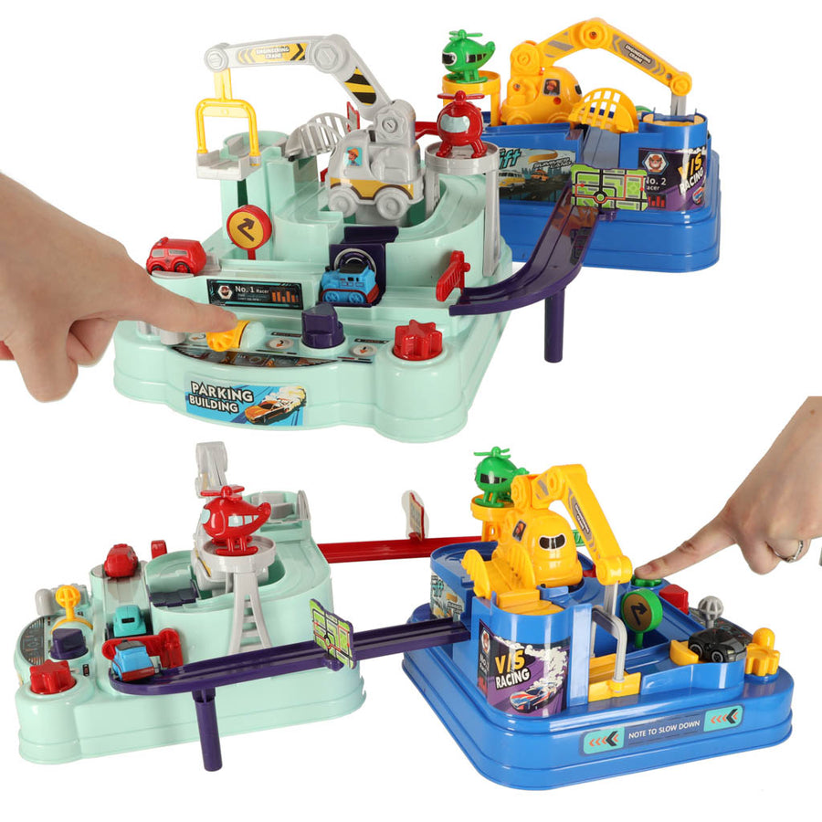 Ariko AutoStad Blauw - Auto Speelgoed met Accessoires - Helikopter - Politie -& 5 Jaar - Rescue City Speelgoed Auto - Mechanische Racebaan - Ambulance - Brandweer-XXL