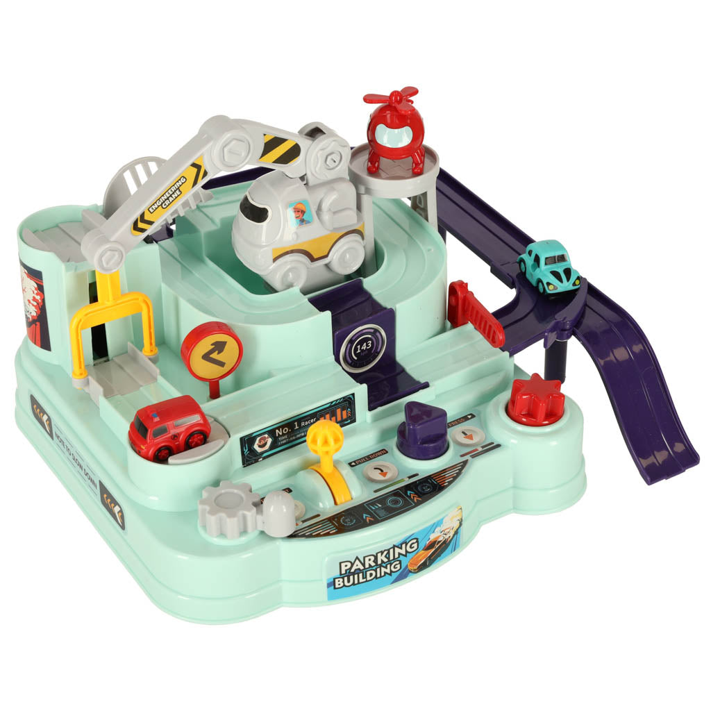 Ariko AutoStad Blauw - Auto Speelgoed met Accessoires - Helikopter - Politie -& 5 Jaar - Rescue City Speelgoed Auto - Mechanische Racebaan - Ambulance - Brandweer-XXL