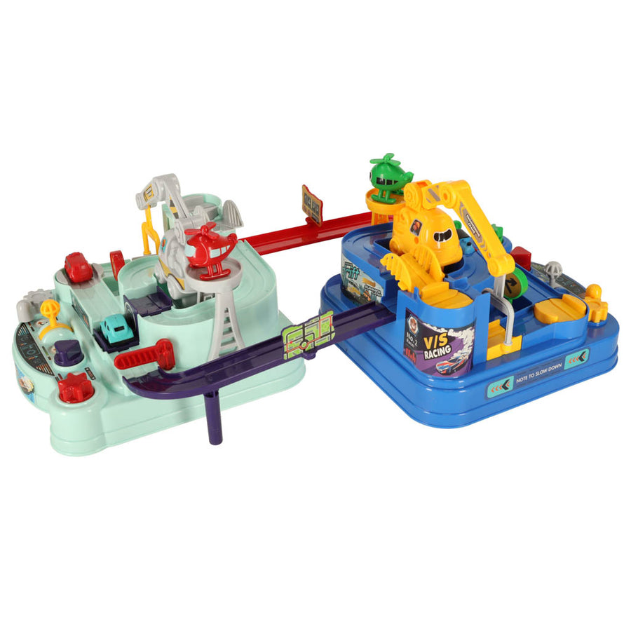 Ariko AutoStad Blauw - Auto Speelgoed met Accessoires - Helikopter - Politie -& 5 Jaar - Rescue City Speelgoed Auto - Mechanische Racebaan - Ambulance - Brandweer-XXL