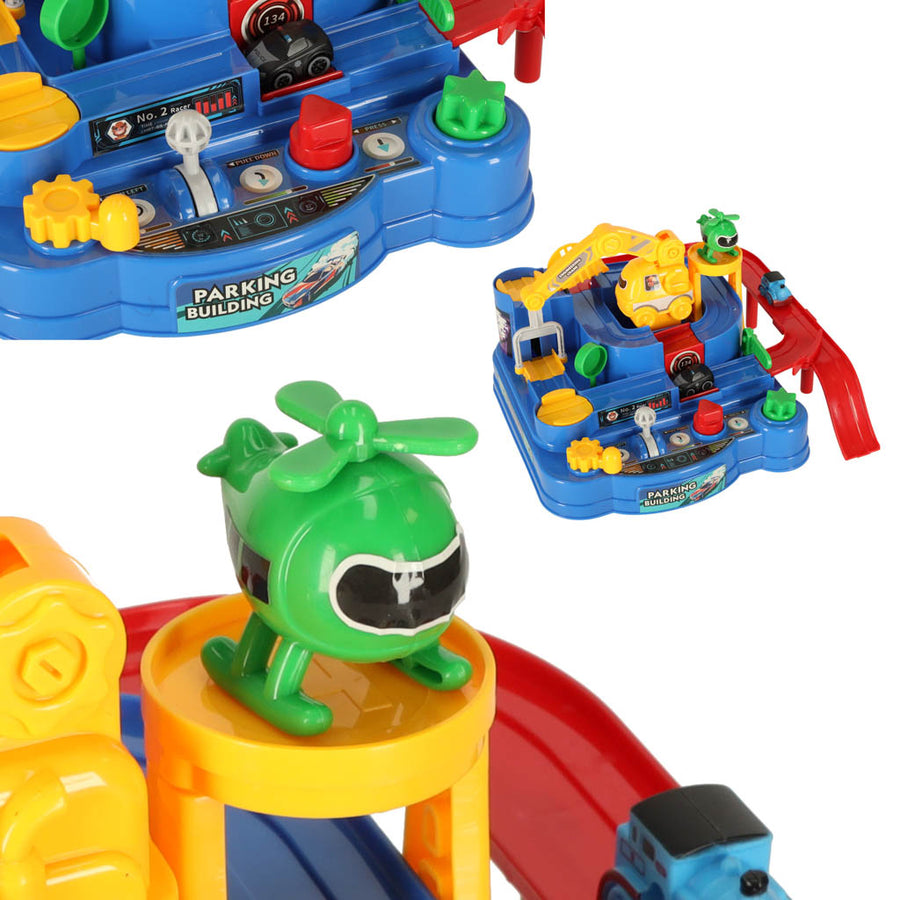 Ariko AutoStad Blauw - Auto Speelgoed met Accessoires - Helikopter - Politie -& 5 Jaar - Rescue City Speelgoed Auto - Mechanische Racebaan - Ambulance - Brandweer-XXL