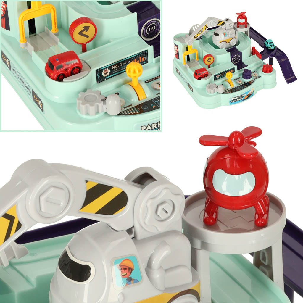 Ariko AutoStad Blauw - Auto Speelgoed met Accessoires - Helikopter - Politie -& 5 Jaar - Rescue City Speelgoed Auto - Mechanische Racebaan - Ambulance - Brandweer-XXL