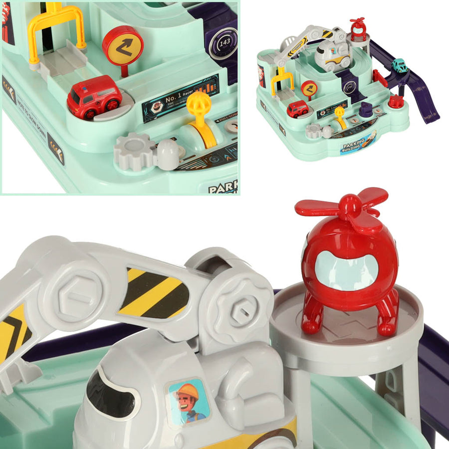 Ariko AutoStad Blauw - Auto Speelgoed met Accessoires - Helikopter - Politie -& 5 Jaar - Rescue City Speelgoed Auto - Mechanische Racebaan - Ambulance - Brandweer-XXL