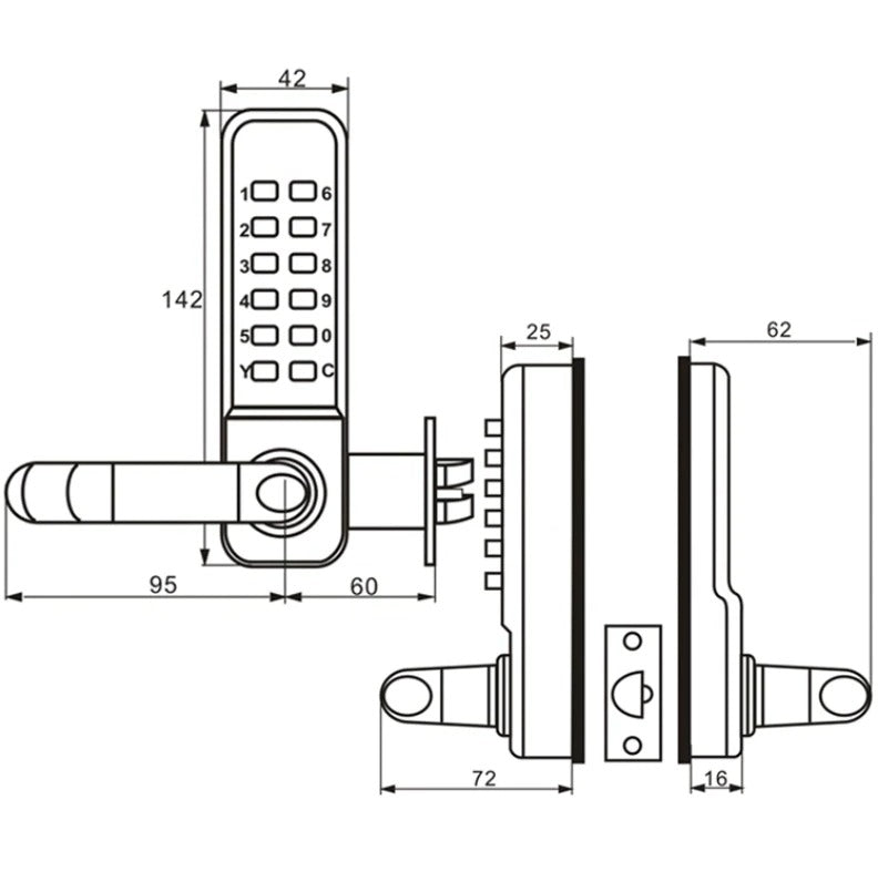 Ariko Code Deurslot met Klink - 1 zijde code - Zwart