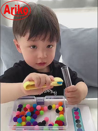 Ariko Montessori Speelgoed - met Balletjes - Educatief Speelgoed - Mozaïek Speelgoed - Met cilinder - Houten Speelgoed - Sensorisch Speelgoed - Sorteren - Ontwikkelingsspeelgoed - Leren eten met Bestek