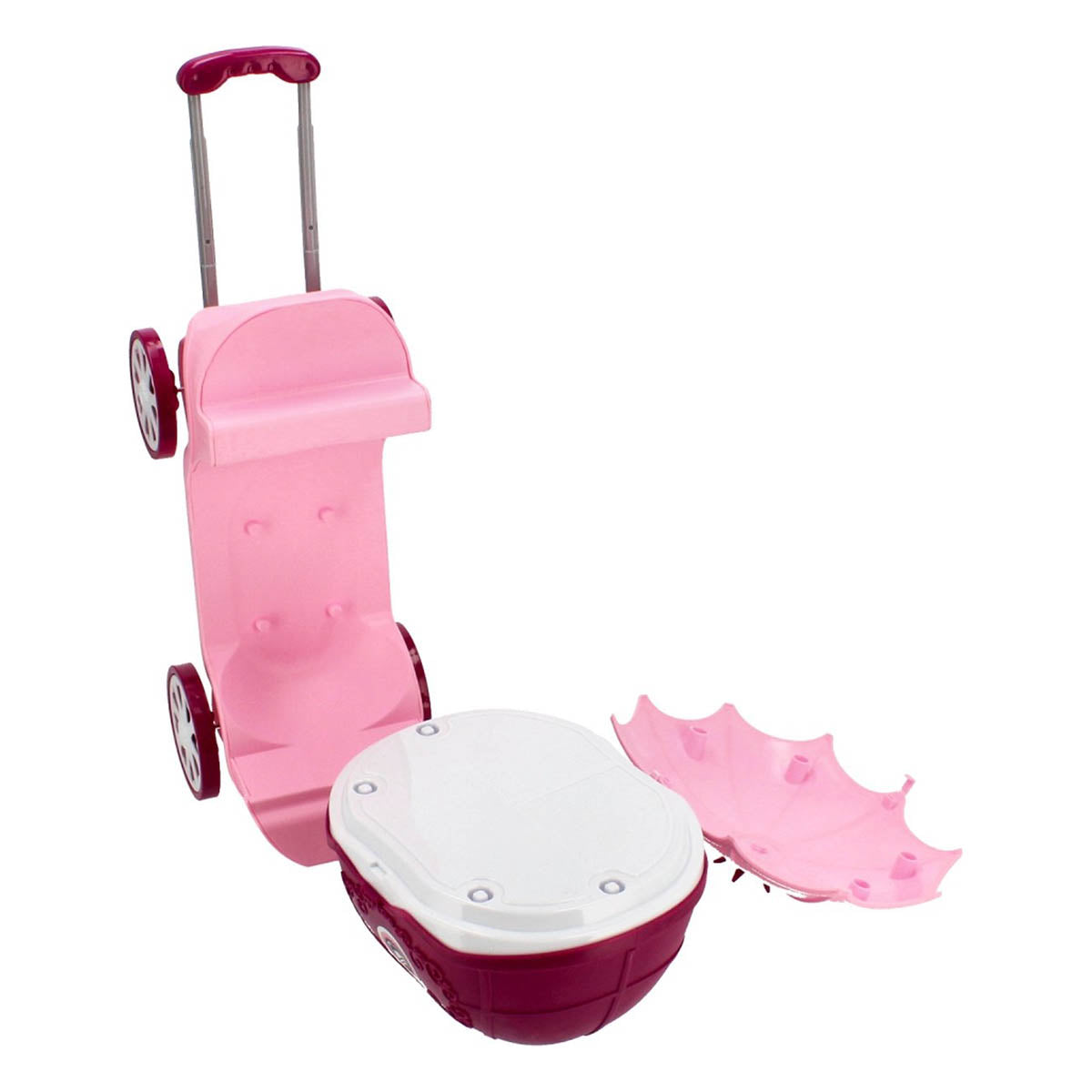 Ariko Speelgoed trolley Schoonheid salon 31 delig - Fohn, spiegel, make-up, parfum en nog veel meer - handige meeneem koffer met wieltjes