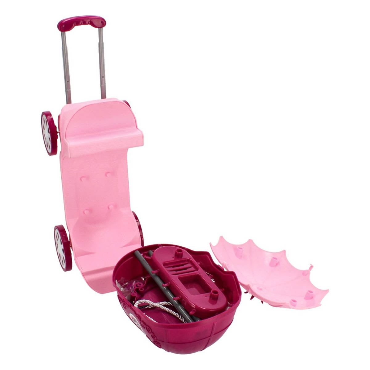 Ariko Speelgoed trolley Schoonheid salon 31 delig - Fohn, spiegel, make-up, parfum en nog veel meer - handige meeneem koffer met wieltjes