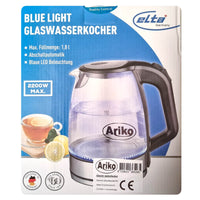 Thumbnail for Ariko Elta Glazen Waterkoker - 1,8 liter - Blauwe LED Verlichting - 2200W