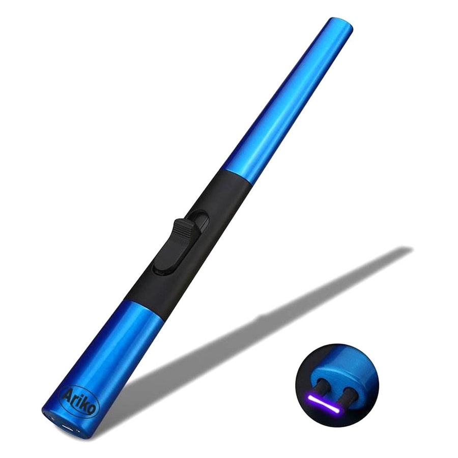 Ariko Luxe Plasma Arc Aansteker (Blauw) in Cadeaudoos | USB- oplaadbaar | Vlamloze elektrische aansteker voor keuken, kaars, BBQ of openhaard | In- en outdoor | Chique design