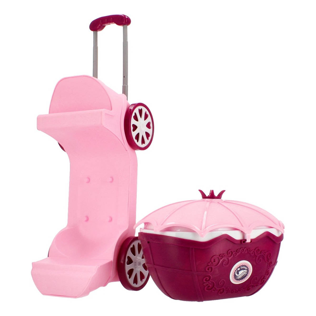 Ariko Speelgoed trolley Schoonheid salon 31 delig - Fohn, spiegel, make-up, parfum en nog veel meer - handige meeneem koffer met wieltjes
