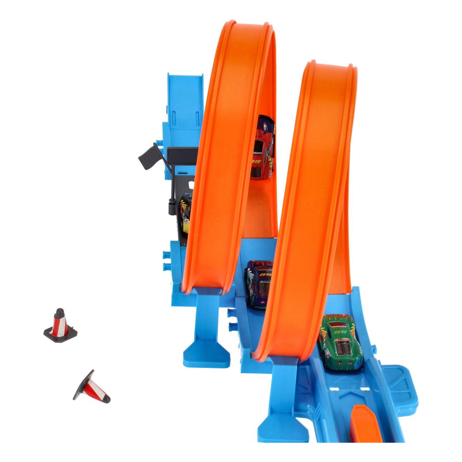 Ariko Dubbele Track Racebaan - 40 delig - Twee louping - Twee lounchers in 4 versnellingen - 3 in 1 - 4 auto's - met puntensysteem