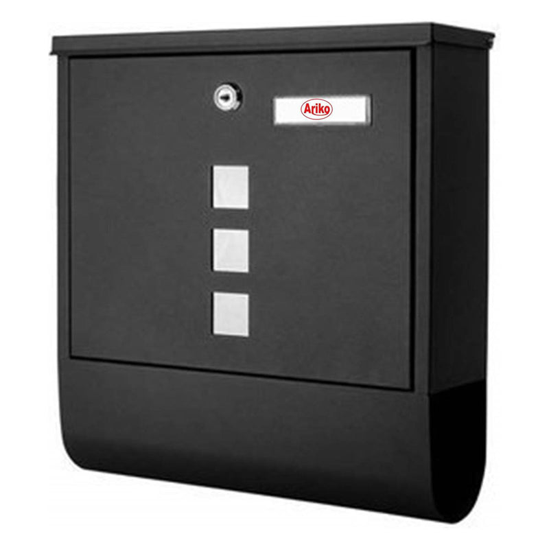 Ariko Wand Brievenbus - RVS - Antraciet zwart - met Krantenrol - mat zwart - tot 8 kranten