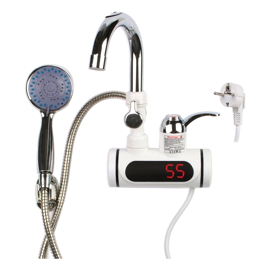 Ariko Elektrisch Verwarmd Kraan en douche - Elektrisch Instant kraan tot 60 ?c - LCD Digitaal - Niet Kokend Water - 3000W - Inclusief Douchekop