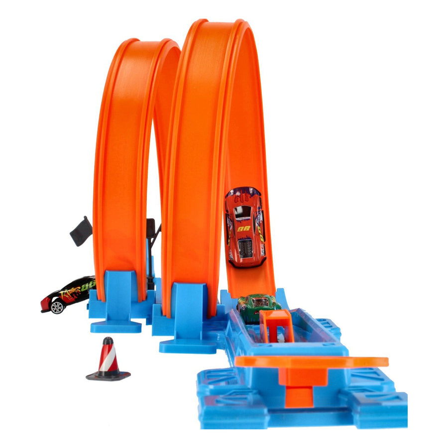 Ariko Dubbele Track Racebaan - 40 delig - Twee louping - Twee lounchers in 4 versnellingen - 3 in 1 - 4 auto's - met puntensysteem