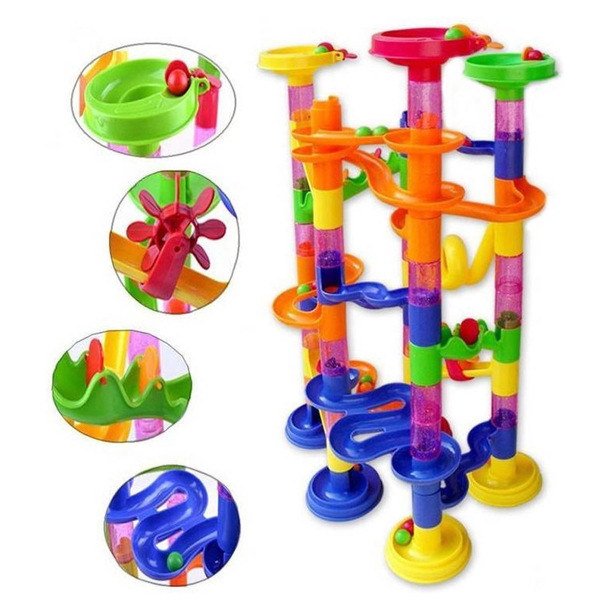 Ariko XXL Knikkerbaan | 105 delig | incl 30 Knikkers | 12 Verschillende elementen | Puzzel | Achtbaan | Marble Racebaan | Spiraal
